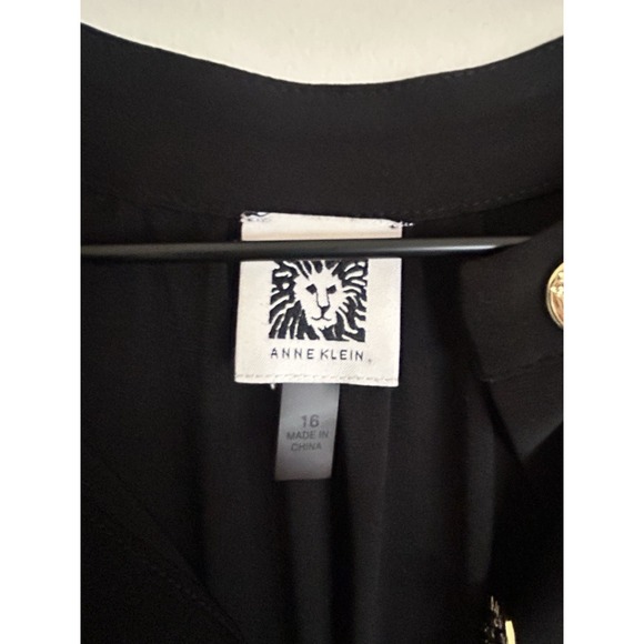 Anne Klein Midi Dress Size 16 Black Gold Button Cap Sleeve Stretch Jersey - Picture 4 of 4